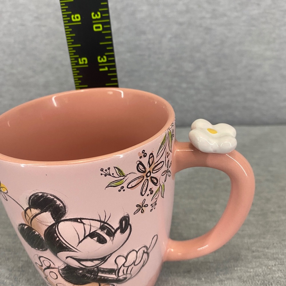 Disney Store Minnie Mouse Mug Cup Pink Floral Sketch 3D Flower - Picture 7 of 8